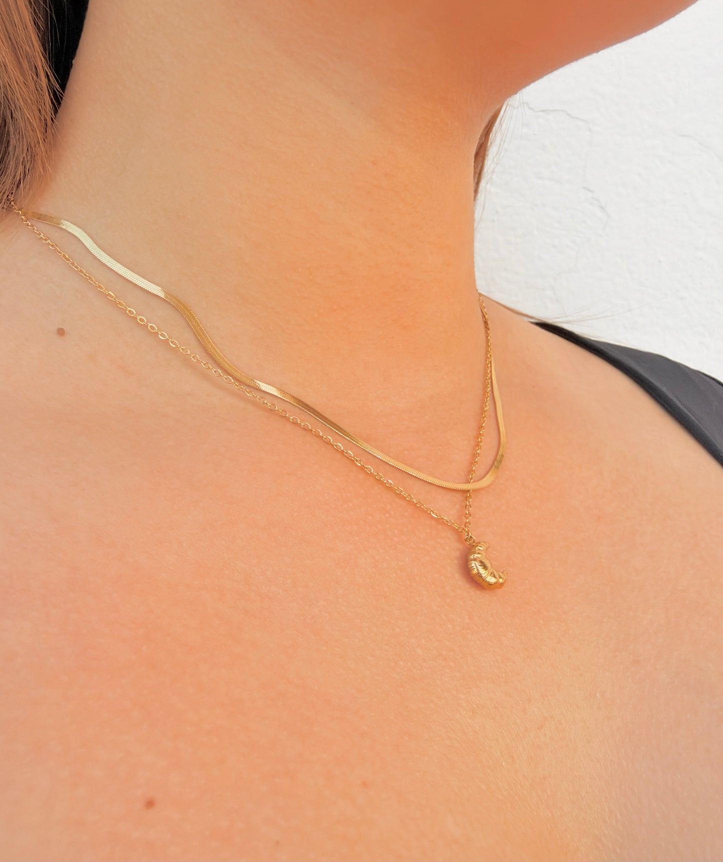 Collar Doble Croissant Minimal