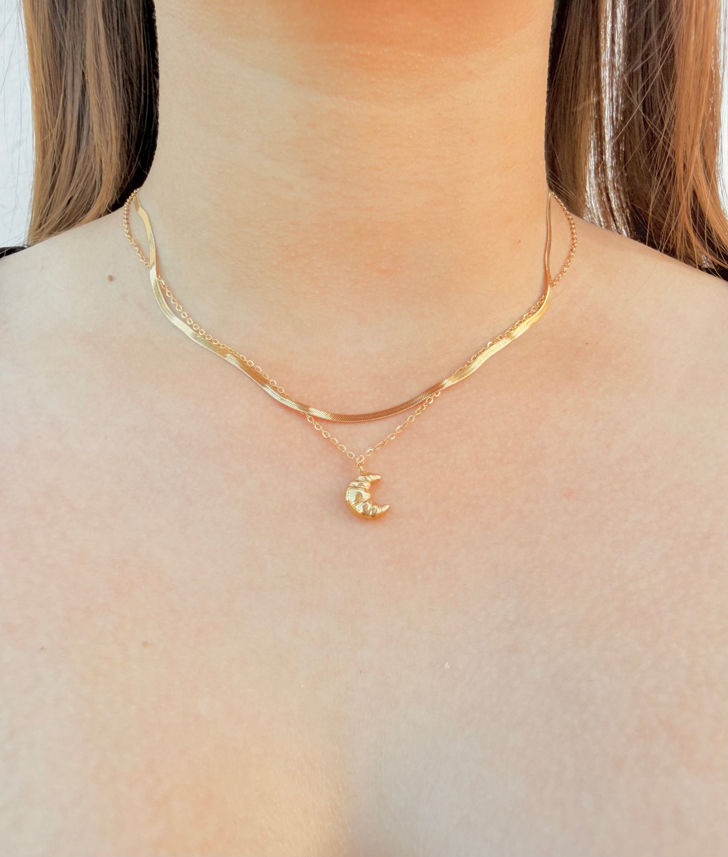 Collar Doble Croissant Minimal
