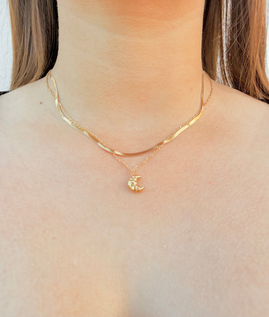 Collar Doble Croissant Minimal