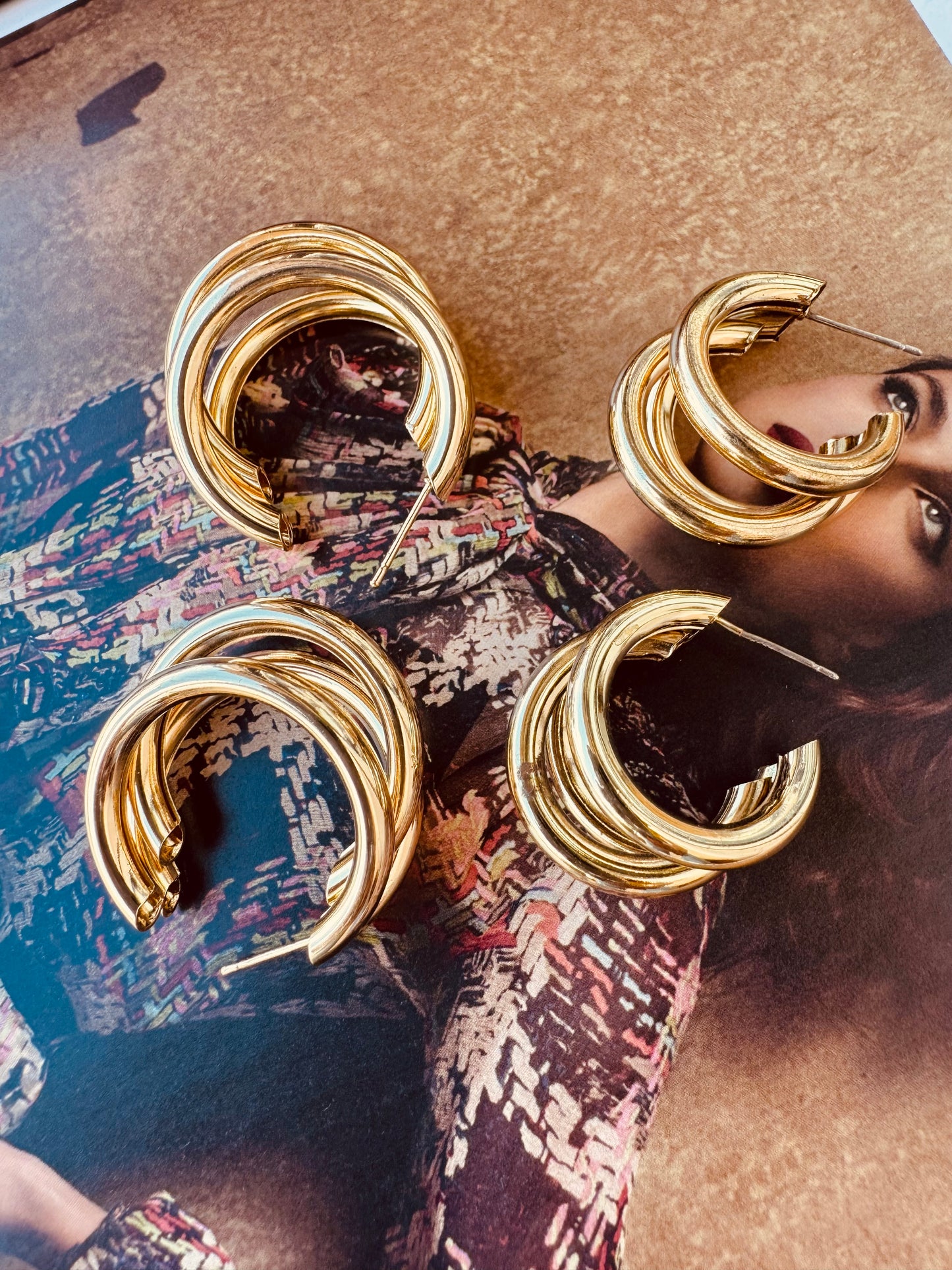 Aros Doble Grandes Dorados - Heylola