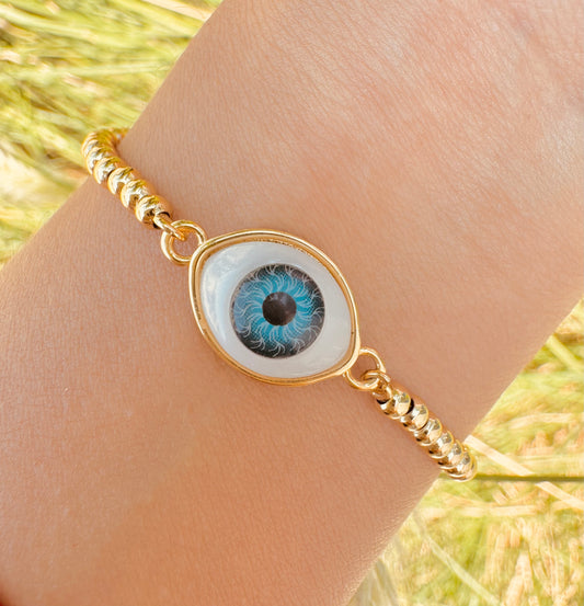 Pulsera Ojo Protector chapada en oro de 18K
