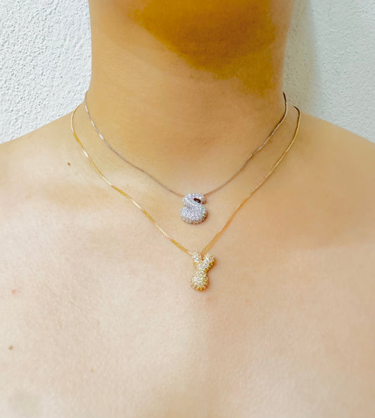 Collares inicial Shine con zirconia