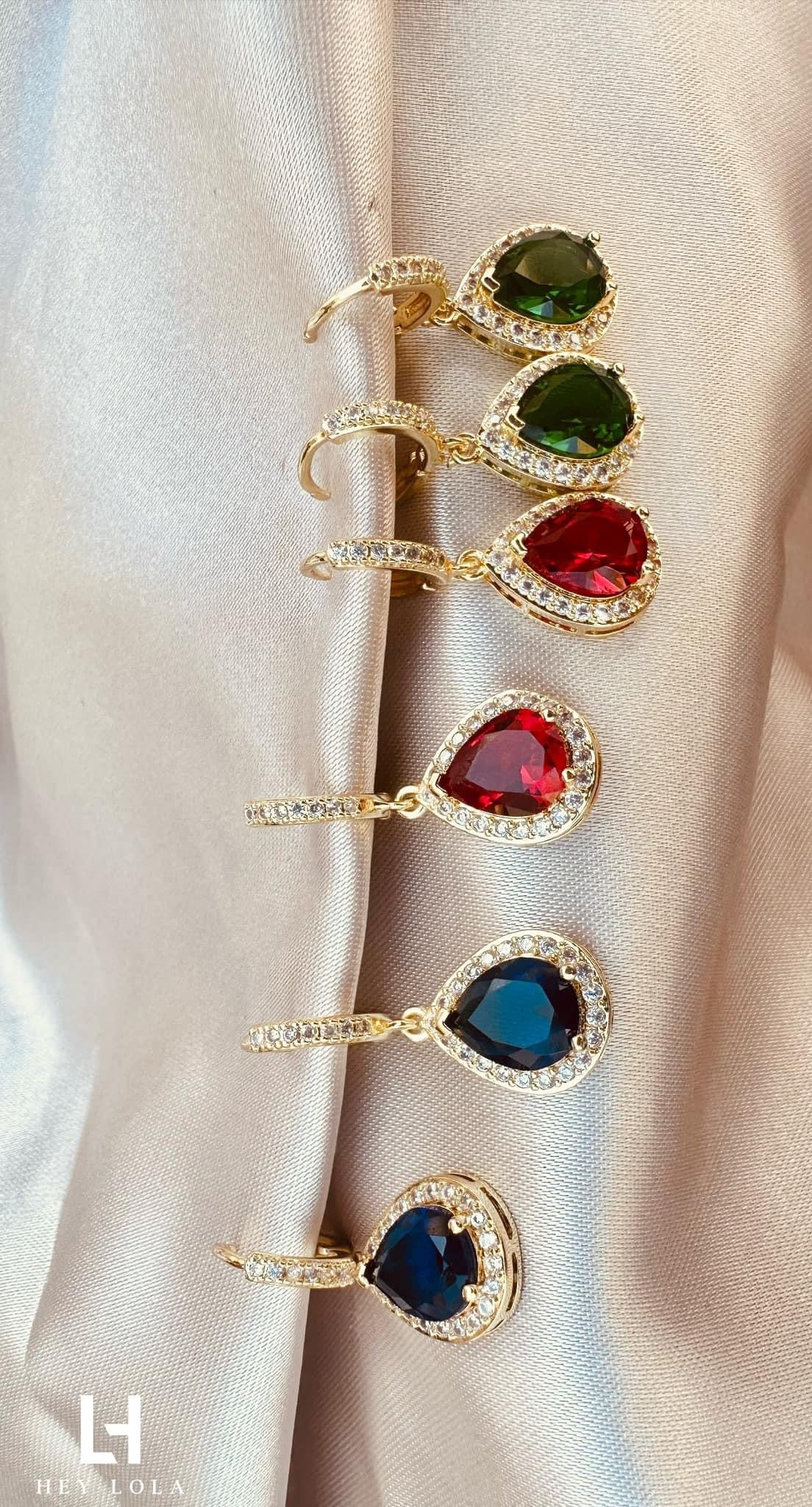 Aretes de Gota con Cristales