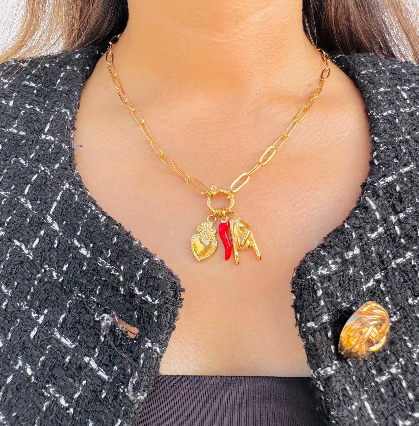 Collar Charm Dorado Lucky Vibes