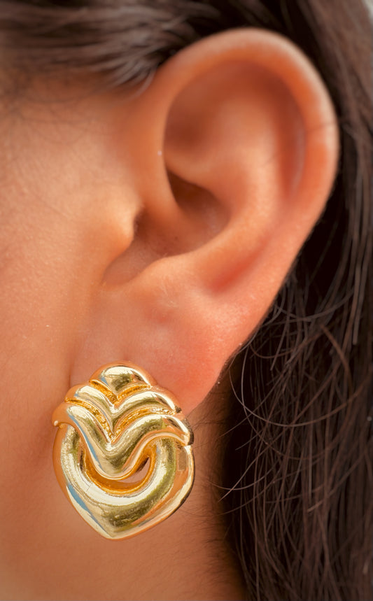 Aretes Dorados en Relieve - Heylola