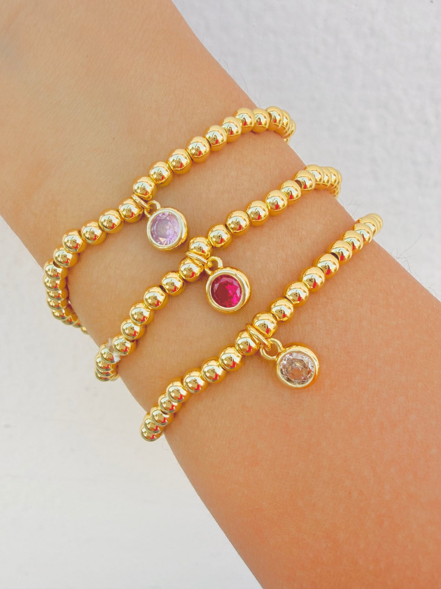 Pulsera Dorada con Dije de Cristal