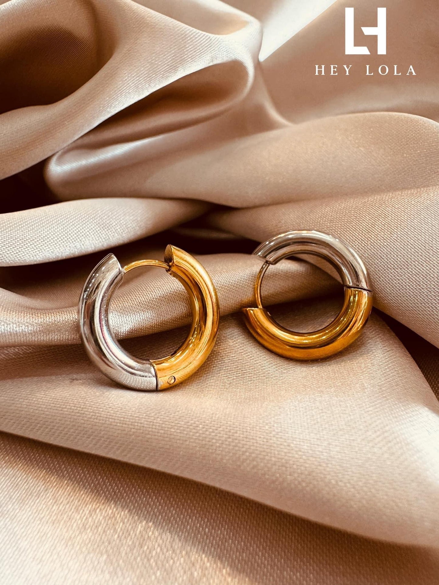 Arracadas Bicolor Doradas y Plateadas