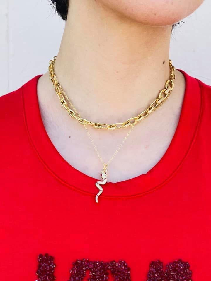 Collar Serpiente Minimalista con Zirconia
