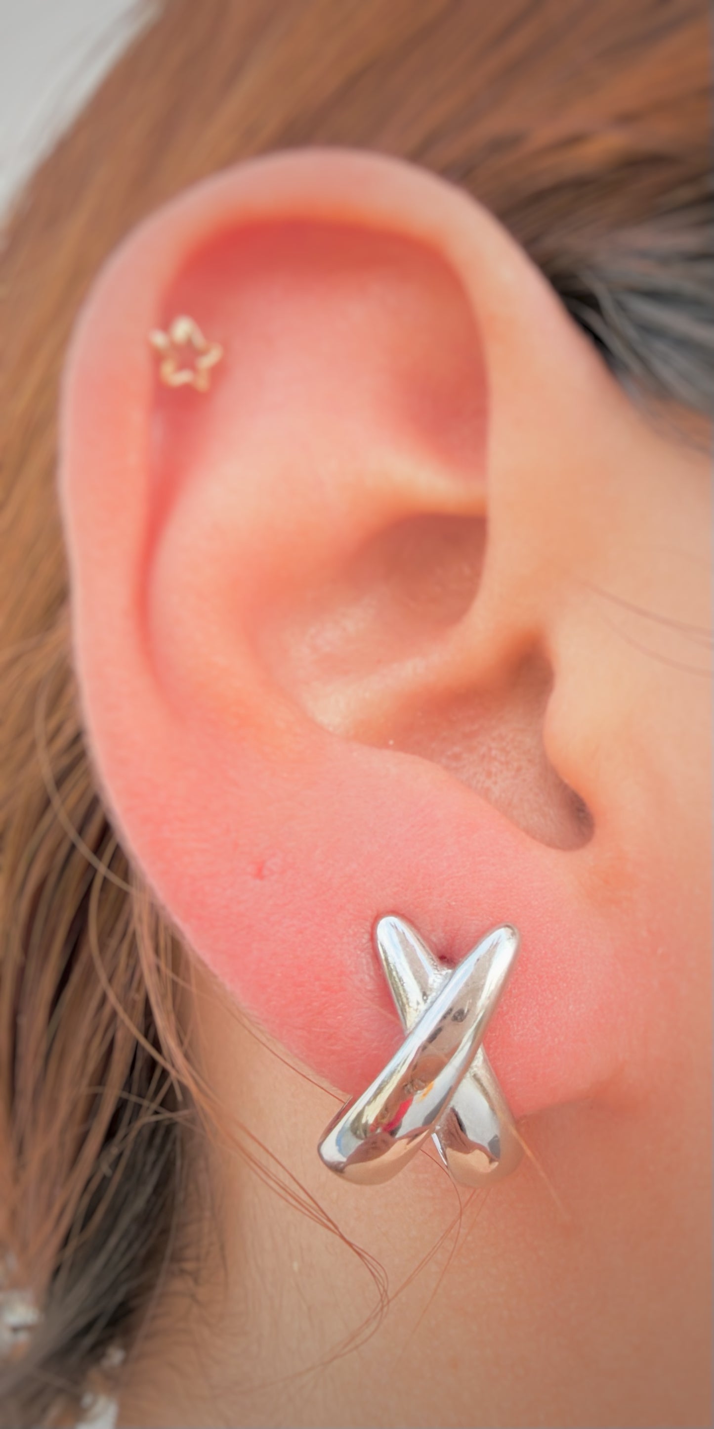 Aretes Cruz Pulida Plateados