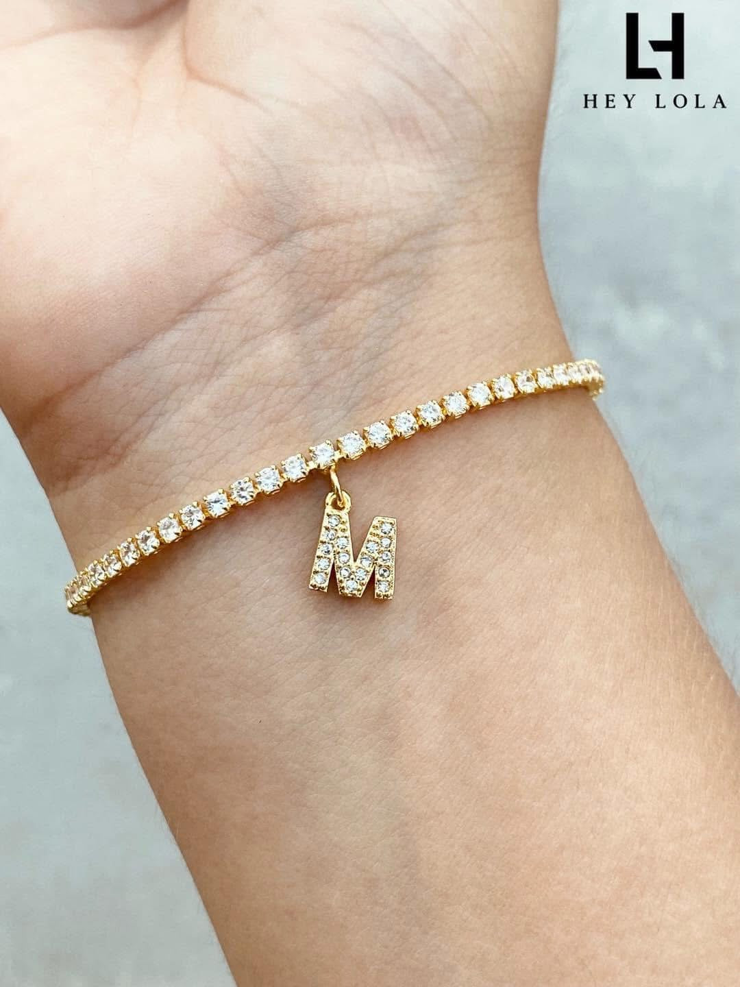 Pulseras Tipo Zirconias Personalizadas con Iniciales Chapadas en Oro