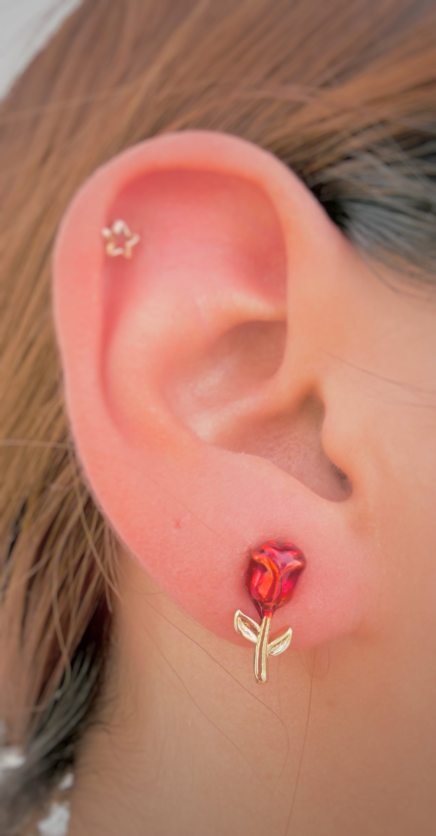 Aretes Rosa Roja Mini