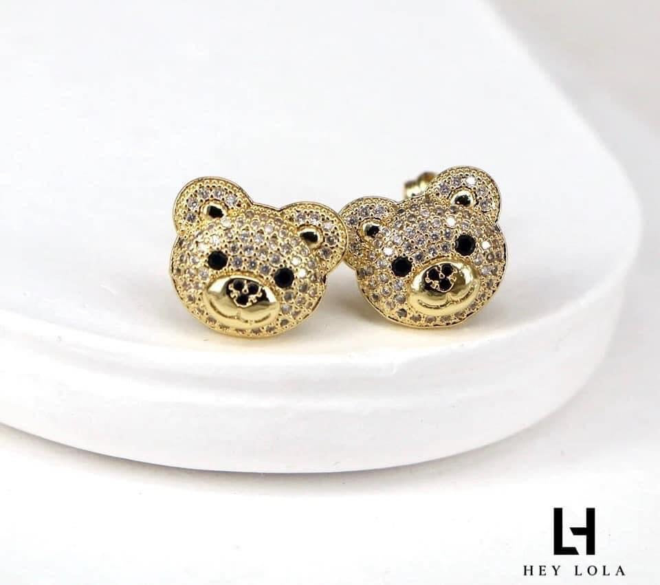 Aretes de Osito con Cristales en Varios Colores