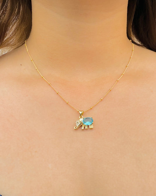 Collar Elefante con Cristal Azul / Heylola
