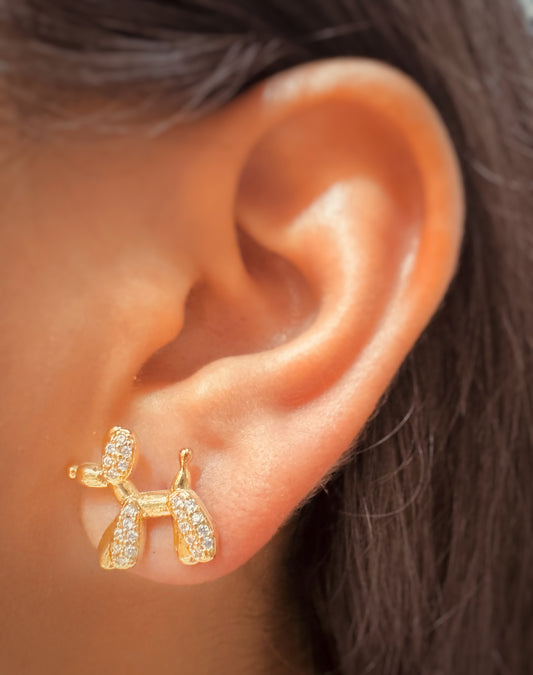 Aretes de Perro Globo con Cristales
