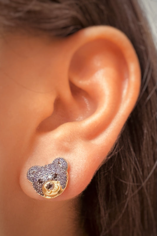 Aretes de Osito con Cristales en Varios Colores