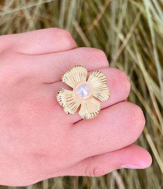Anillo Flor Perla