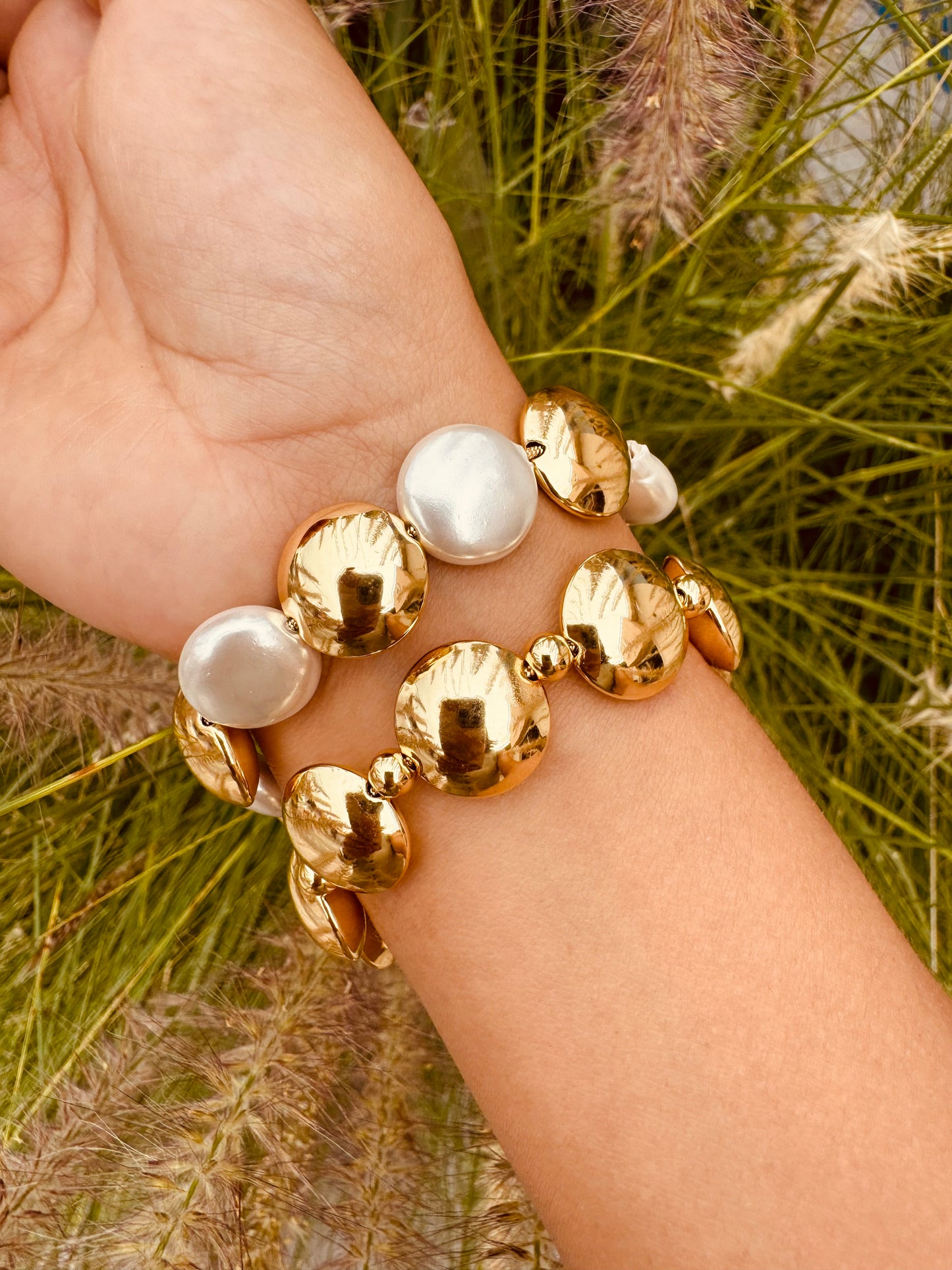 Pulsera de Perlas y Oro Pulido