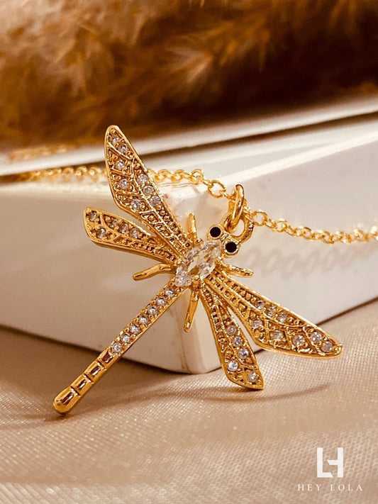 Collar Libélula Brillante con Zirconia blanca