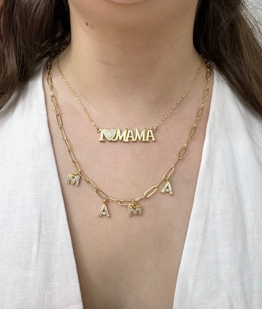 Collar ‘Mamá’ con Corazón de Zirconias