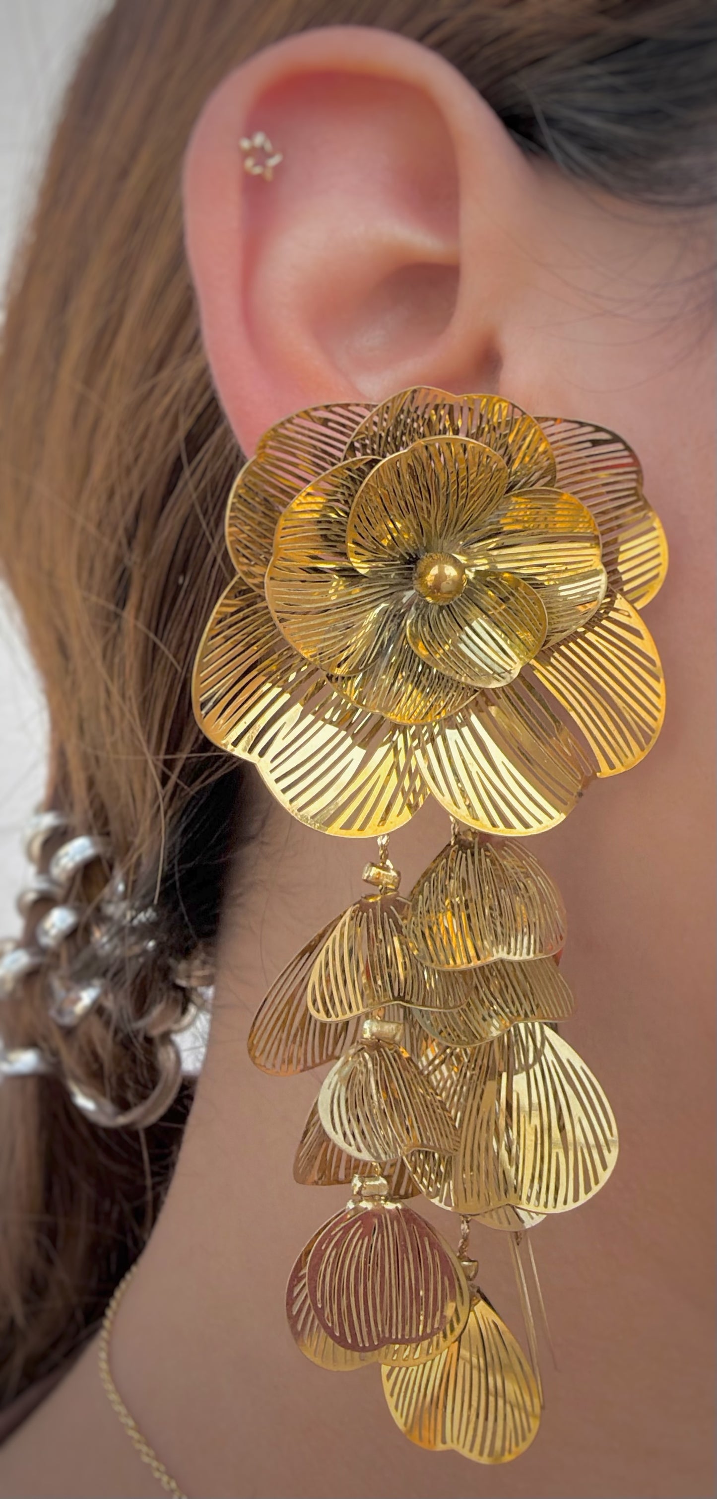 Aretes Flor  Cascada