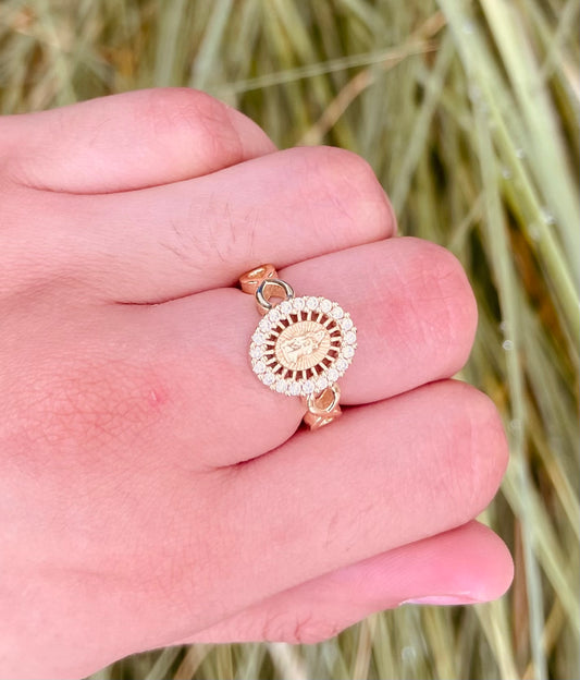 Anillos Ajustables de la Virgen con Detalles de Zirconia