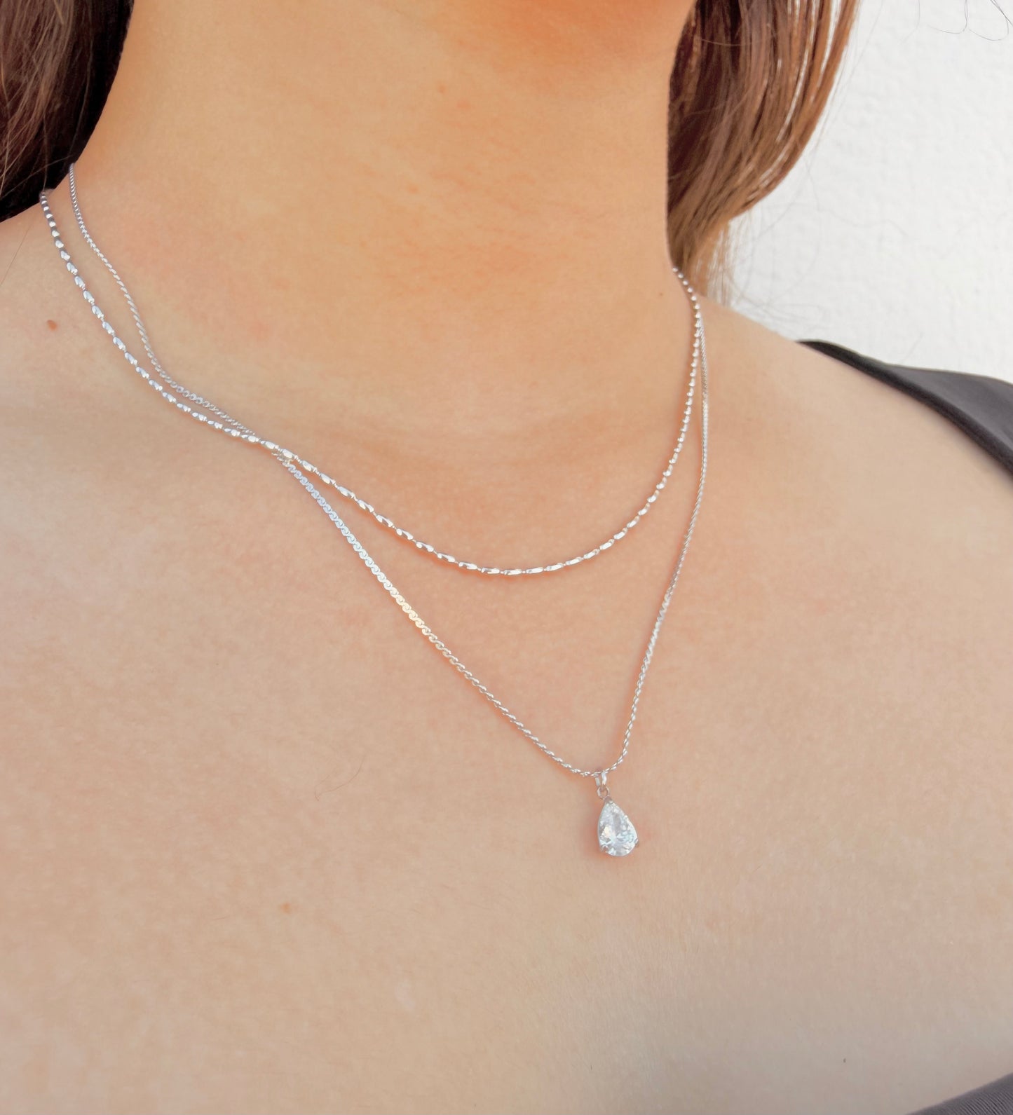 Collar Doble Gota Brillante
