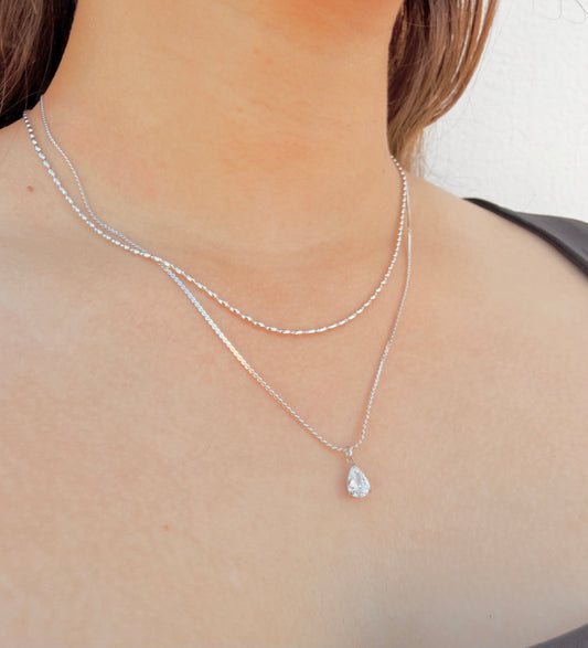 Collar Doble Gota Brillante