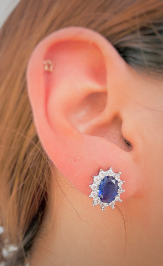 Aretes Oval Blue Halo