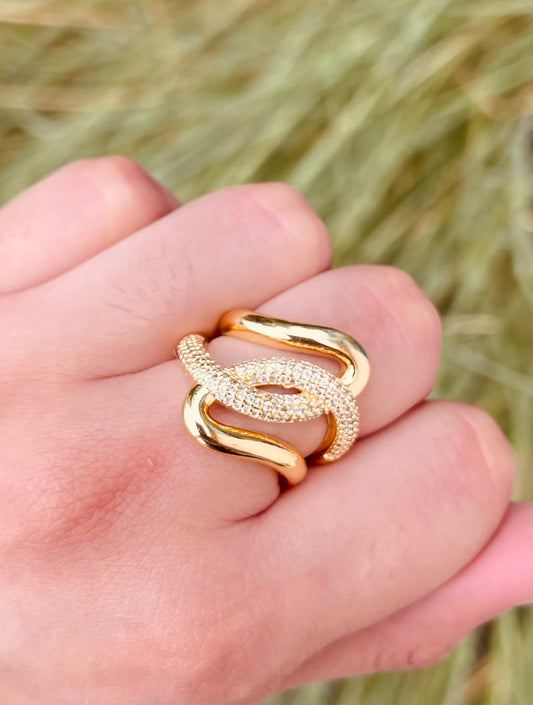 Anillo Doble Enlace Dorado