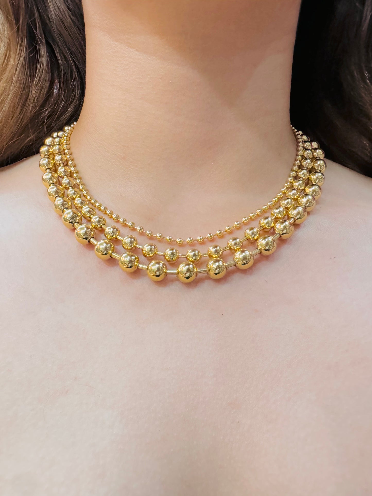 Collar de Bolitas Chapado en Oro 18K
