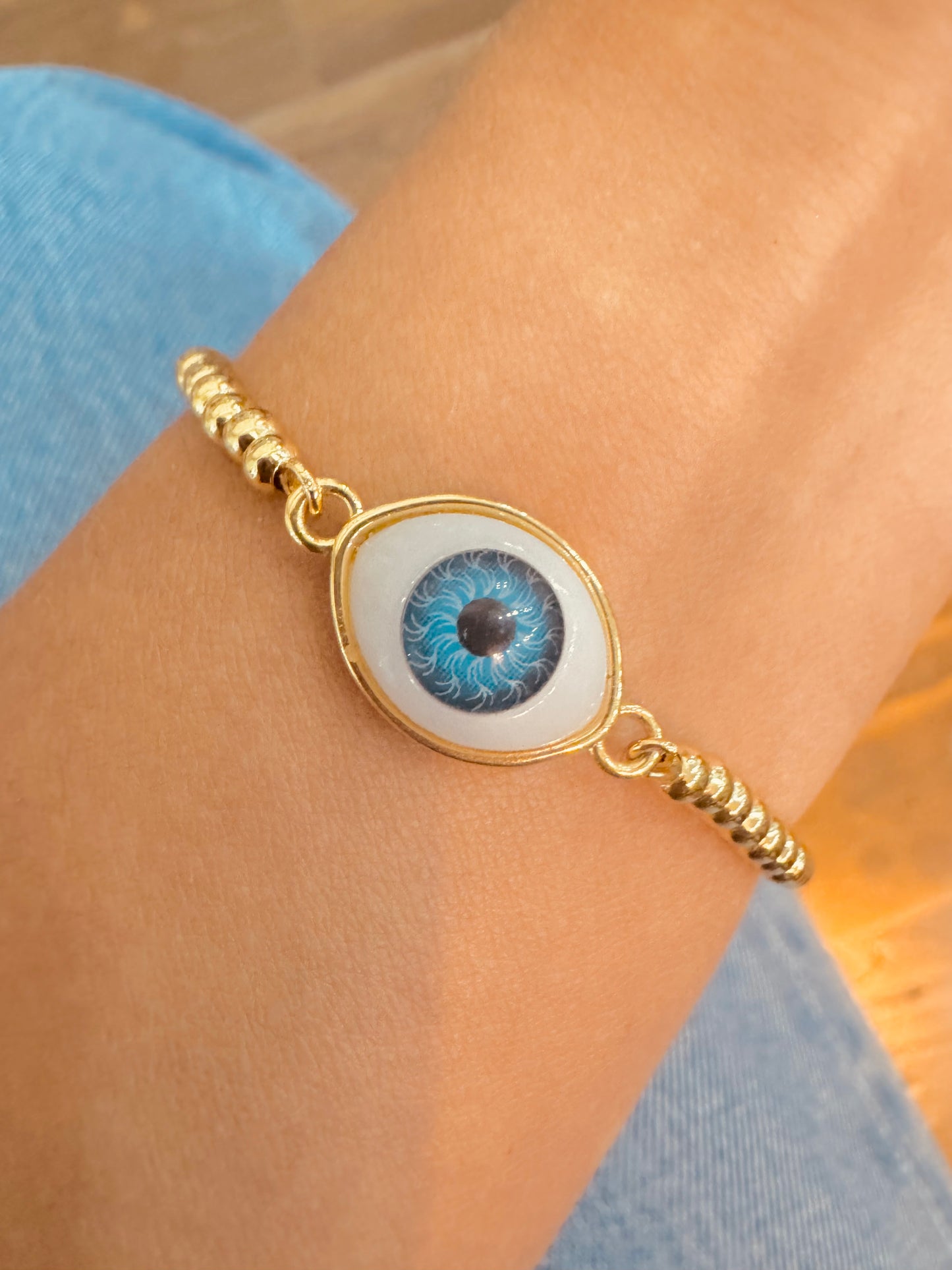 Pulsera Ojo Protector chapada en oro de 18K
