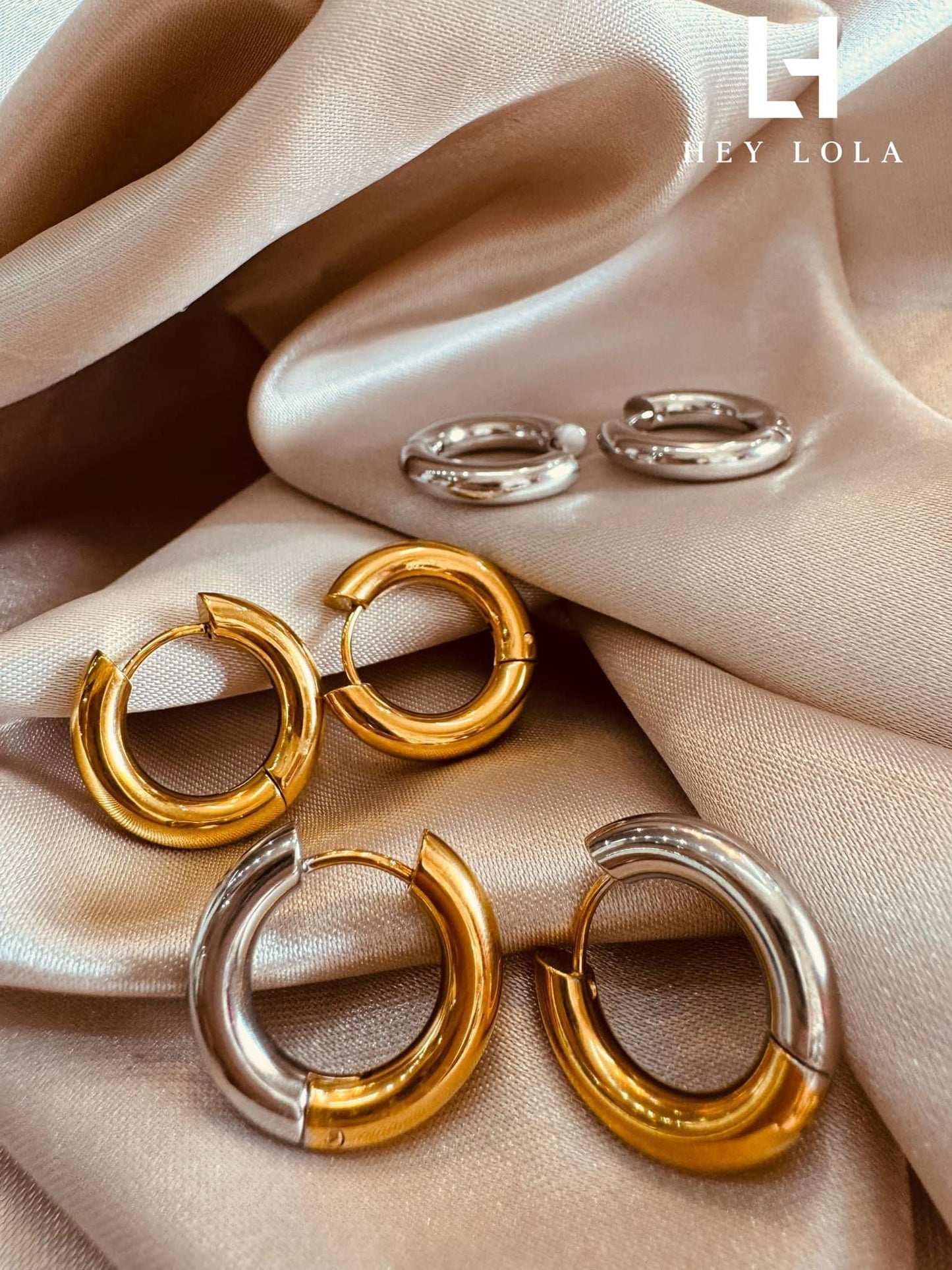 Arracadas Bicolor Doradas y Plateadas