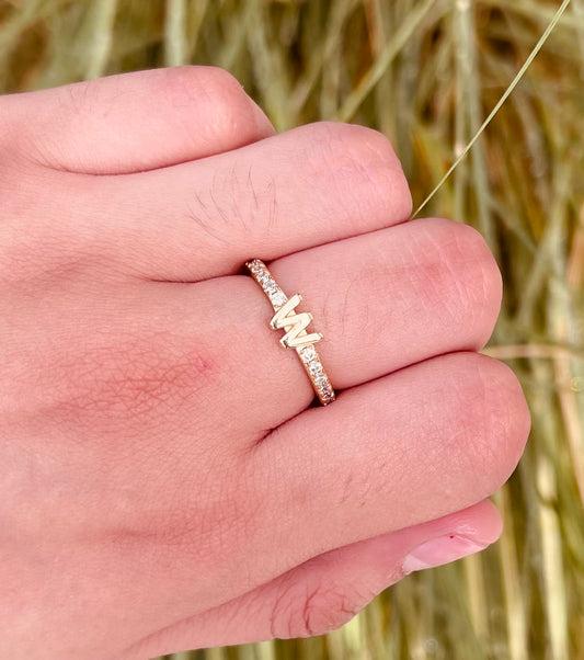 Anillos de Inicial con Zirconia Chapados en Oro 18K