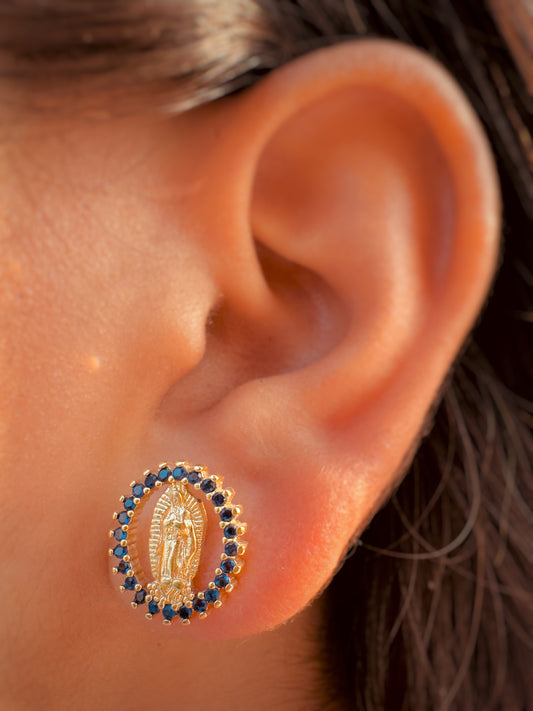 Aretes de la Virgen de Guadalupe con Cristales
