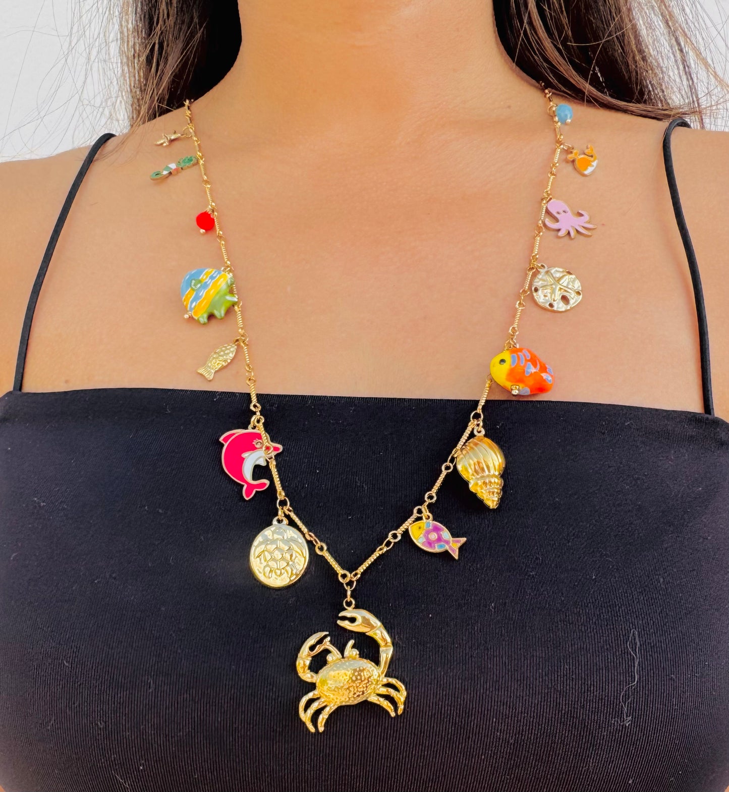 Collar Mar con Dijes y Cangrejo