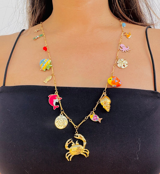 Collar Mar con Dijes y Cangrejo