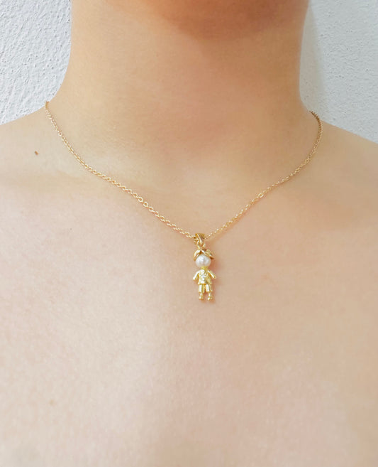 Collar con Dije de Niño Chapado en Oro de 18K
