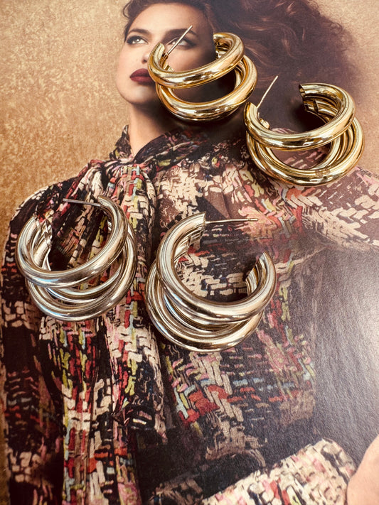 Aros Doble chicos Dorados y plateado - Heylola