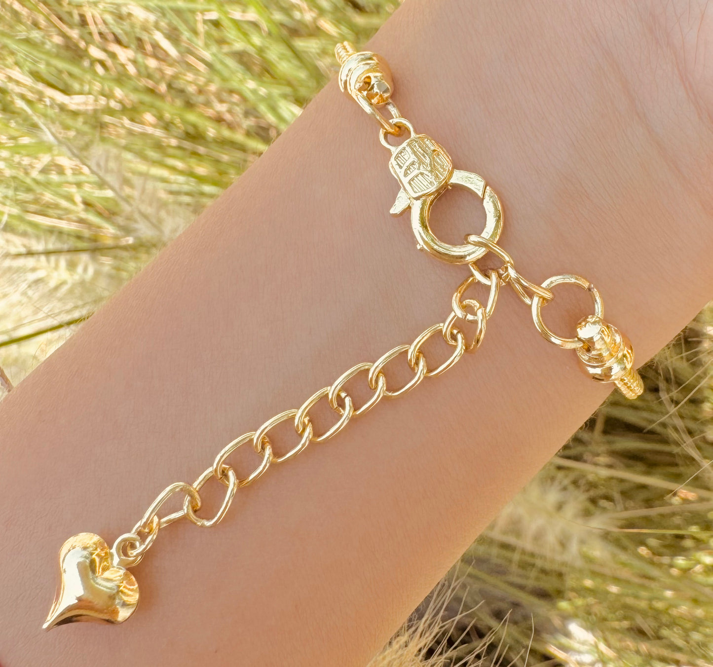 Pulsera de Corazón Personalizable Chapada en Oro de 18K