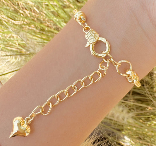 Pulsera de Corazón Personalizable Chapada en Oro de 18K